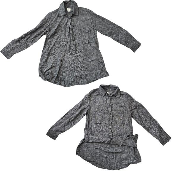 Women's A New Day Button Down Gray Black Long Sleeve Shirt Top Size Extra Small - Picture 1 of 5